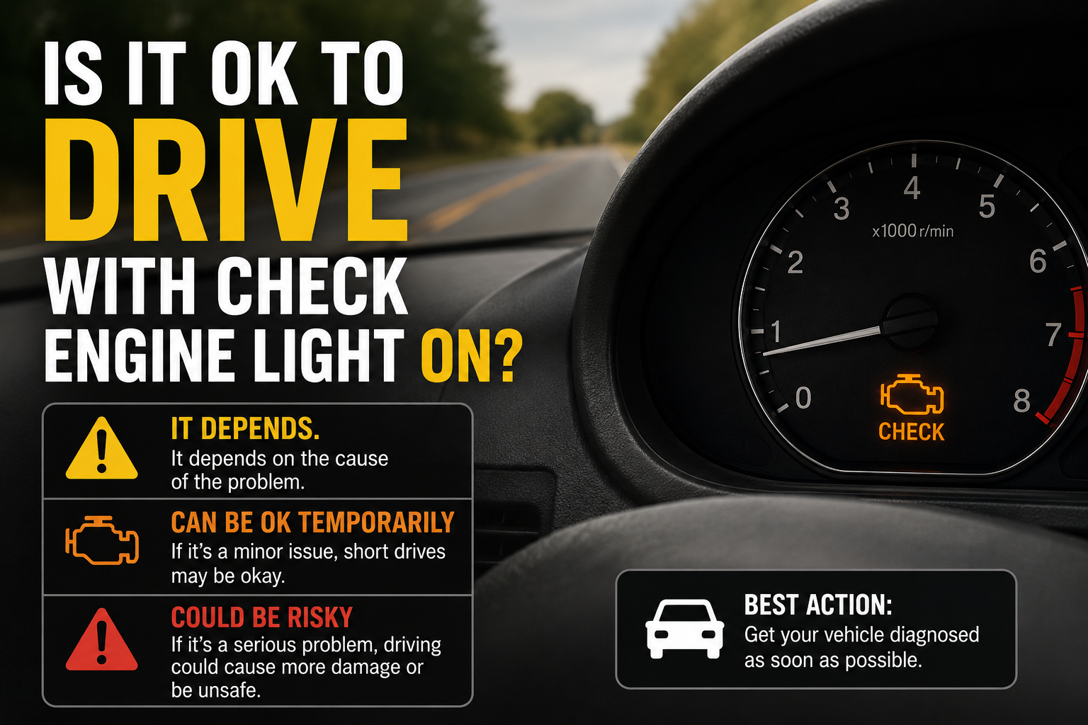 is it ok to drive with check engine light on